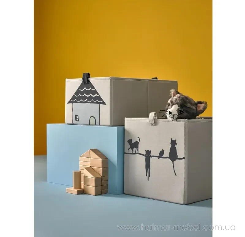 Коробка BARNDRÖM IKEA бежевый коты Коробка BARNDRÖM IKEA бежевый коты