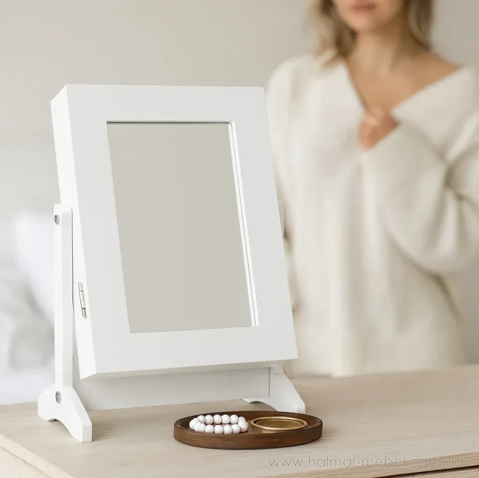 Настольный шкафчик-зеркало для украшений CHOMIK белый Настольный шкафчик-зеркало для украшений CHOMIK белый