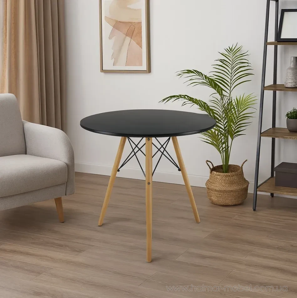 Стіл обідній круглий CHOMIK чорний/натуральний 1187 Стіл обідній круглий CHOMIK чорний/натуральний 1187