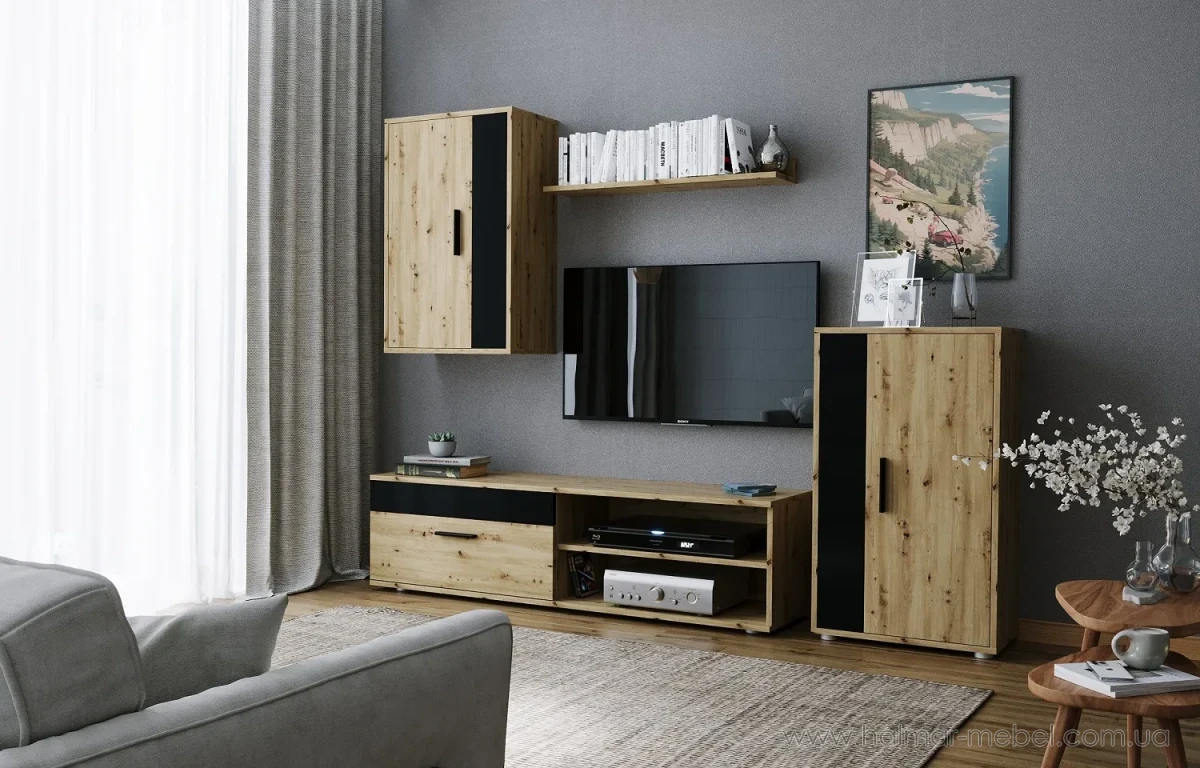 Комплект меблів для вітальні BENSON HALMAR дуб артизан/чорний Комплект меблів для вітальні BENSON HALMAR дуб артизан/чорний