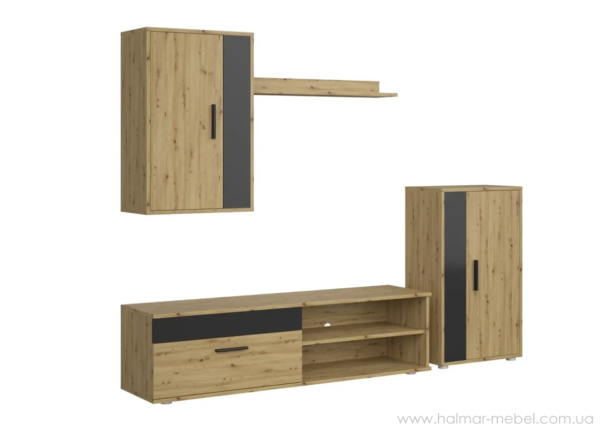 Комплект меблів для вітальні BENSON HALMAR дуб артизан/чорний Комплект меблів для вітальні BENSON HALMAR дуб артизан/чорний