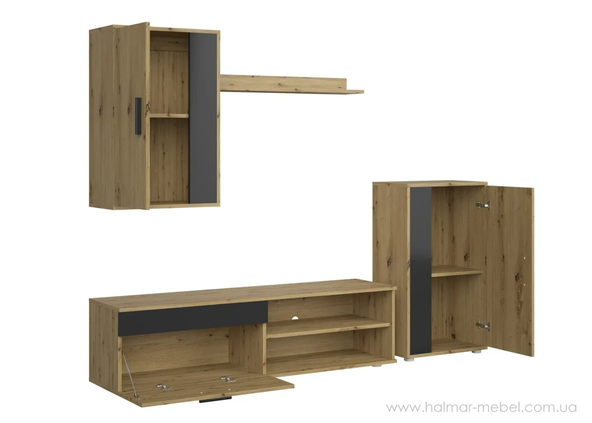 Комплект меблів для вітальні BENSON HALMAR дуб артизан/чорний Комплект меблів для вітальні BENSON HALMAR дуб артизан/чорний