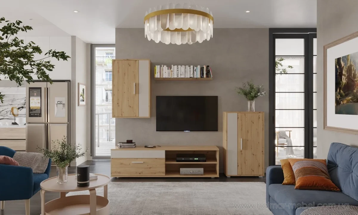 Комплект меблів для вітальні BENSON HALMAR дуб артизан/кашемір Комплект меблів для вітальні BENSON HALMAR дуб артизан/кашемір