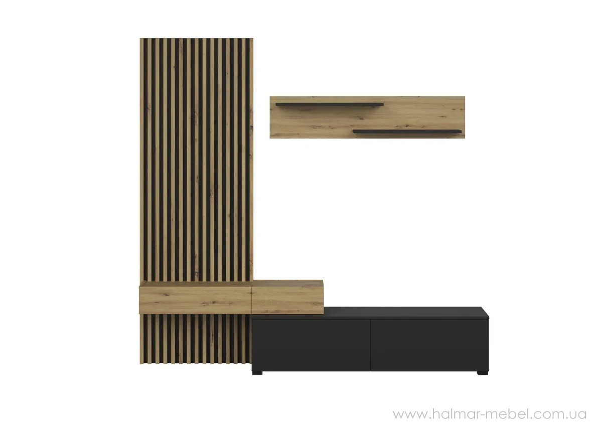 Меблева стінка CAMINO HALMAR дуб артизан/чорний Меблева стінка CAMINO HALMAR дуб артизан/чорний