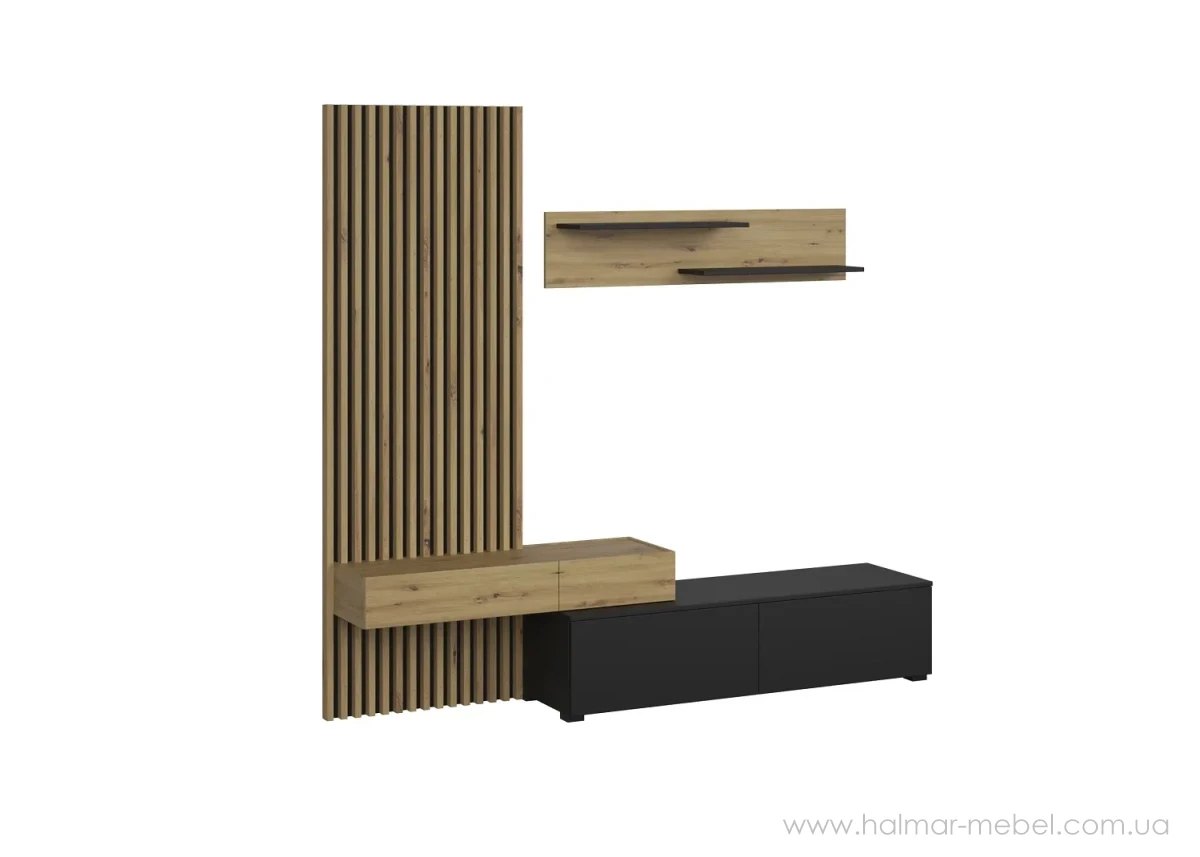Меблева стінка CAMINO HALMAR дуб артизан/чорний Меблева стінка CAMINO HALMAR дуб артизан/чорний