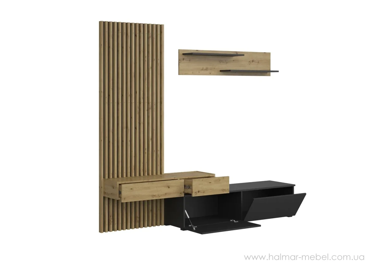 Меблева стінка CAMINO HALMAR дуб артизан/чорний Меблева стінка CAMINO HALMAR дуб артизан/чорний