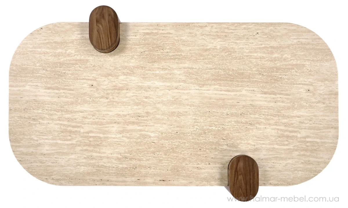 Стол журнальный CANOA HALMAR травертин/орех Стол журнальный CANOA HALMAR травертин/орех