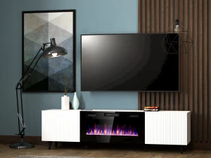 Тумба RTV с электрокамином PAFOS 180 EF CAMA белый мат