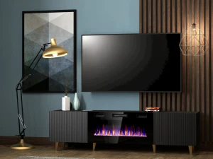Тумба RTV с электрокамином PAFOS 180 EF CAMA черный мат