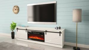 Тумба RTV с электрокамином GRANERO EF CAMA белый мат/белый глянец
