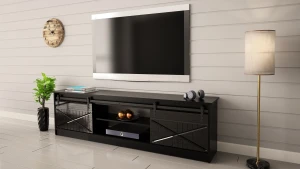Тумба RTV GRANERO CAMA черный мат/черный глянец