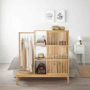 Шкаф открытый с раздвижными дверцами NORDKISA IKEA бамбук