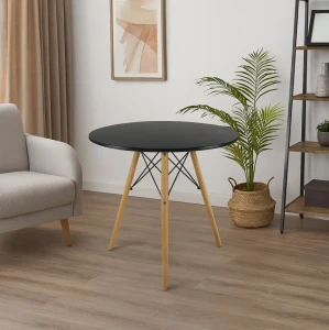 Стіл обідній круглий CHOMIK чорний/натуральний 1187