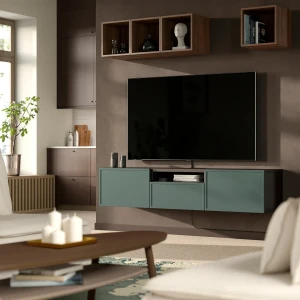 Тумба під телевізор BESTÅ IKEA чорно-коричневий/Крукмакаре темно-сіро-зелений