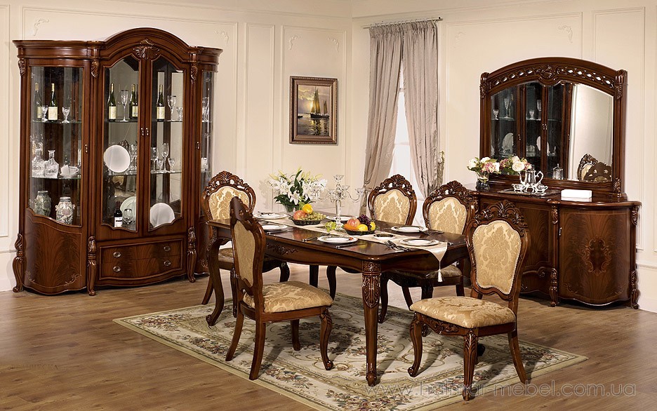 Мебель для столовой гостиной в классическом стиле
