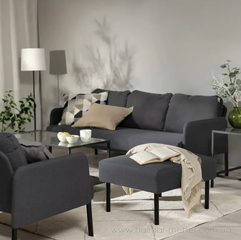 Диван 3-местный GLOSTAD IKEA темно-серый Диван 3-местный GLOSTAD IKEA темно-серый