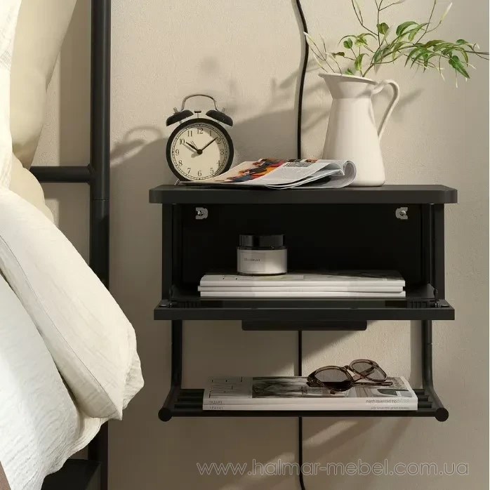Столик прикроватный настенный GRÅFJÄLLET IKEA антрацит Столик прикроватный настенный GRÅFJÄLLET IKEA антрацит