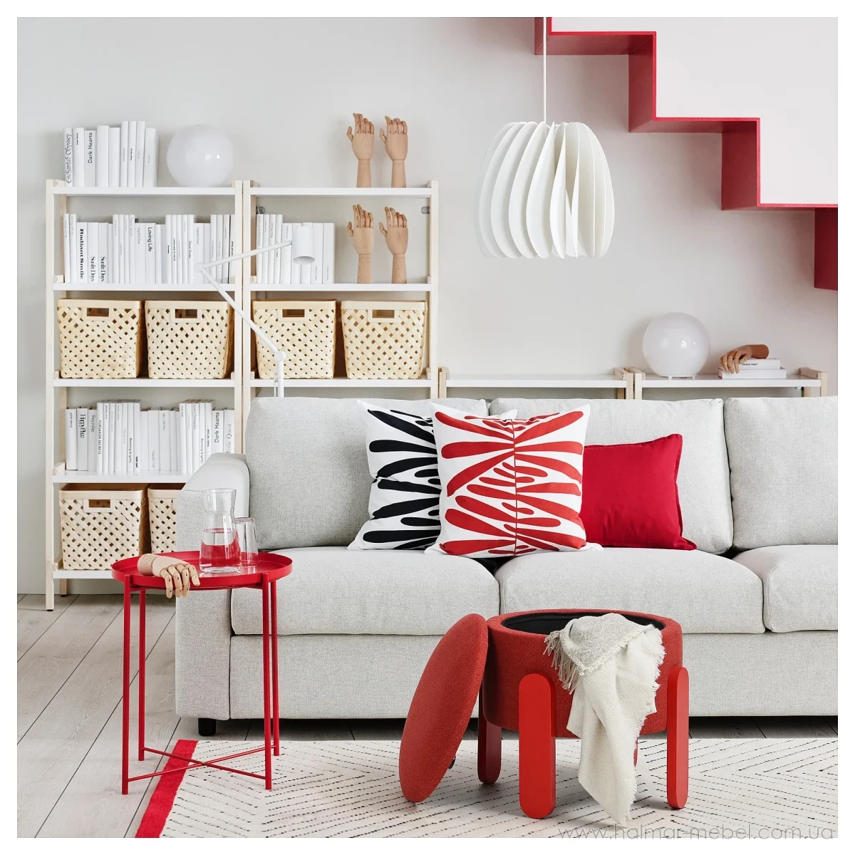 Пуф с контейнером FÖRLUNDA IKEA красный Пуф с контейнером FÖRLUNDA IKEA красный