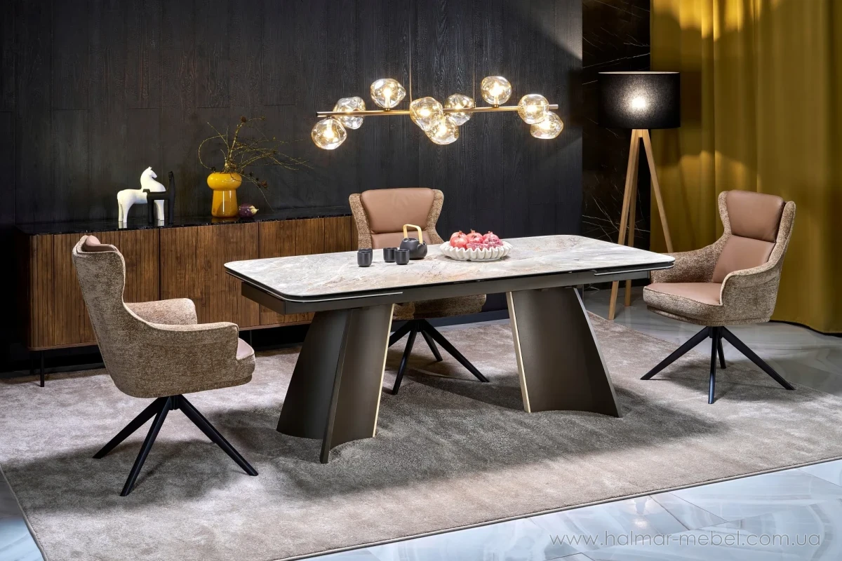Стіл обідній розкладний VESNA HALMAR бежевий мармур Стіл обідній розкладний VESNA HALMAR бежевий мармур