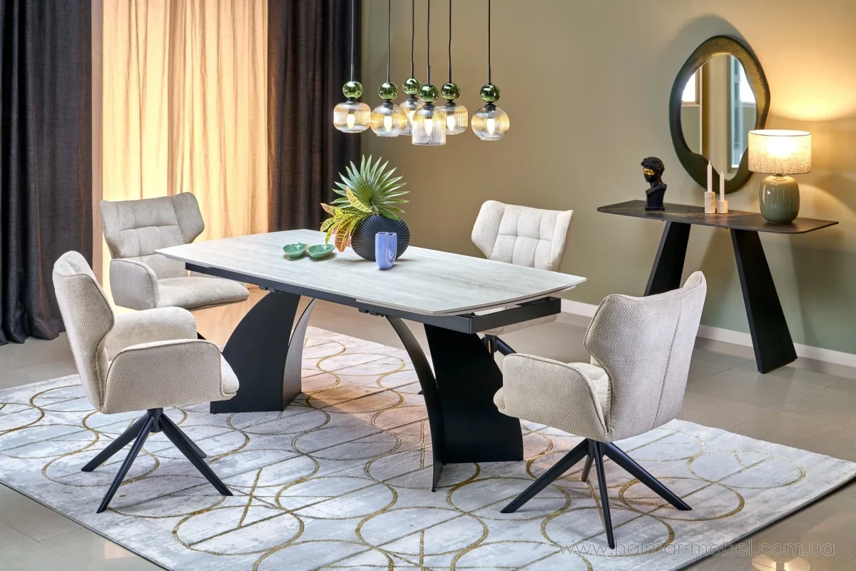 Стіл обідній розкладний VITRUS HALMAR світлий травертін Стіл обідній розкладний VITRUS HALMAR світлий травертін