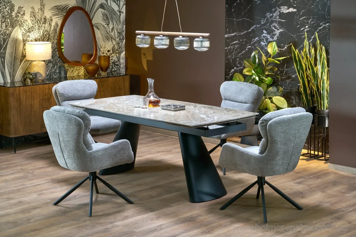 Стіл обідній розкладний VINCE HALMAR коричневий мармур Стіл обідній розкладний VINCE HALMAR коричневий мармур