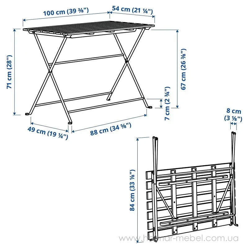 Стіл садовий складний TÄRNÖ IKEA 100х54 світло-коричневий/чорний Стіл садовий складний TÄRNÖ IKEA 100х54 світло-коричневий/чорний