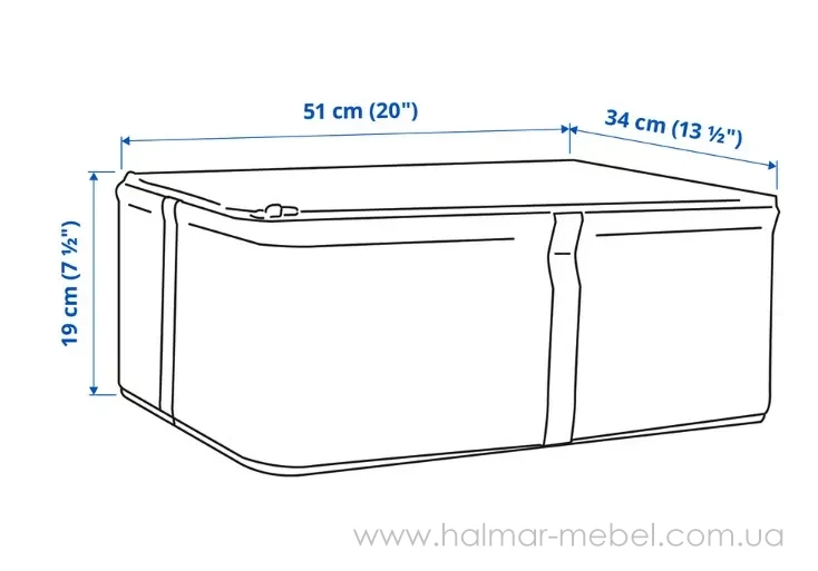 Контейнер для одягу HEMMAFIXARE IKEA 34x51x19 см біло-сіра смужка Контейнер для одягу HEMMAFIXARE IKEA 34x51x19 см біло-сіра смужка