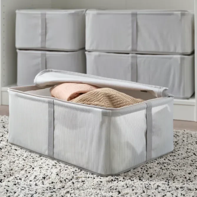 Контейнер для одягу HEMMAFIXARE IKEA 34x51x19 см біло-сіра смужка Контейнер для одягу HEMMAFIXARE IKEA 34x51x19 см біло-сіра смужка