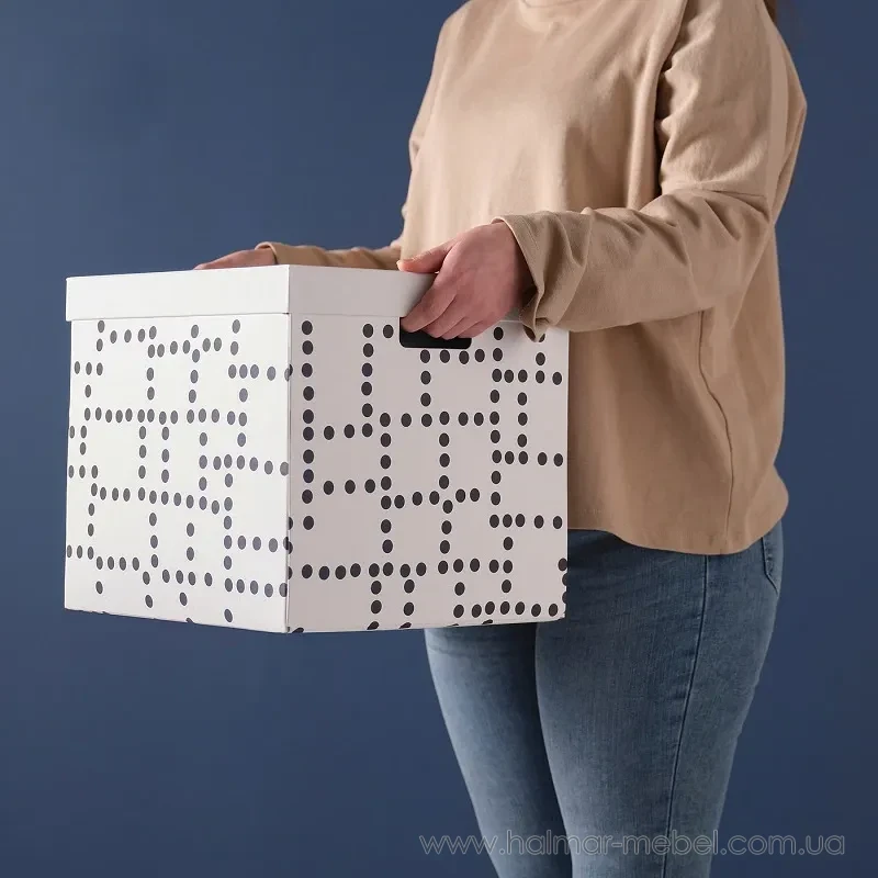 Коробка с крышкой FJÄDERHARV IKEA белый с крапинками Коробка с крышкой FJÄDERHARV IKEA белый с крапинками