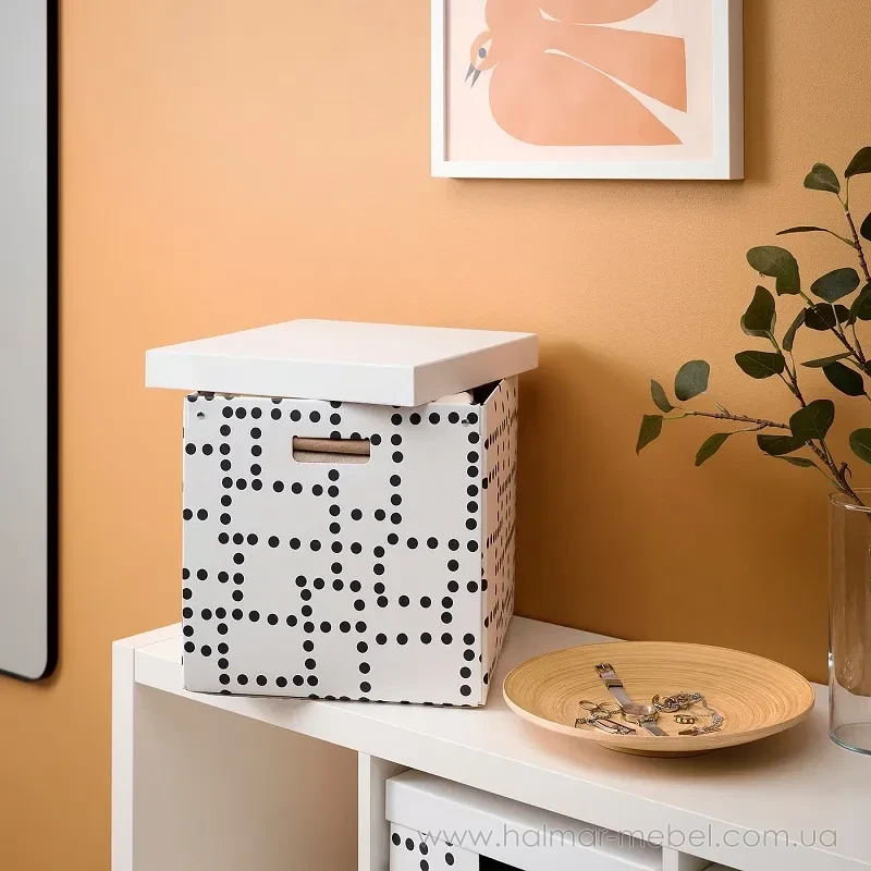 Коробка с крышкой FJÄDERHARV IKEA белый с крапинками Коробка с крышкой FJÄDERHARV IKEA белый с крапинками