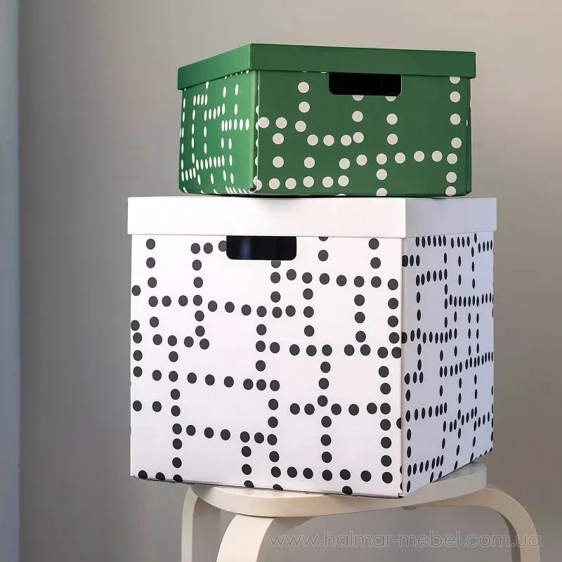 Коробка с крышкой FJÄDERHARV IKEA белый с крапинками Коробка с крышкой FJÄDERHARV IKEA белый с крапинками