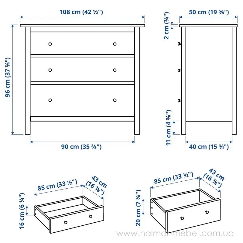 Комод HEMNES IKEA 108x96 см белый Комод HEMNES IKEA 108x96 см белый