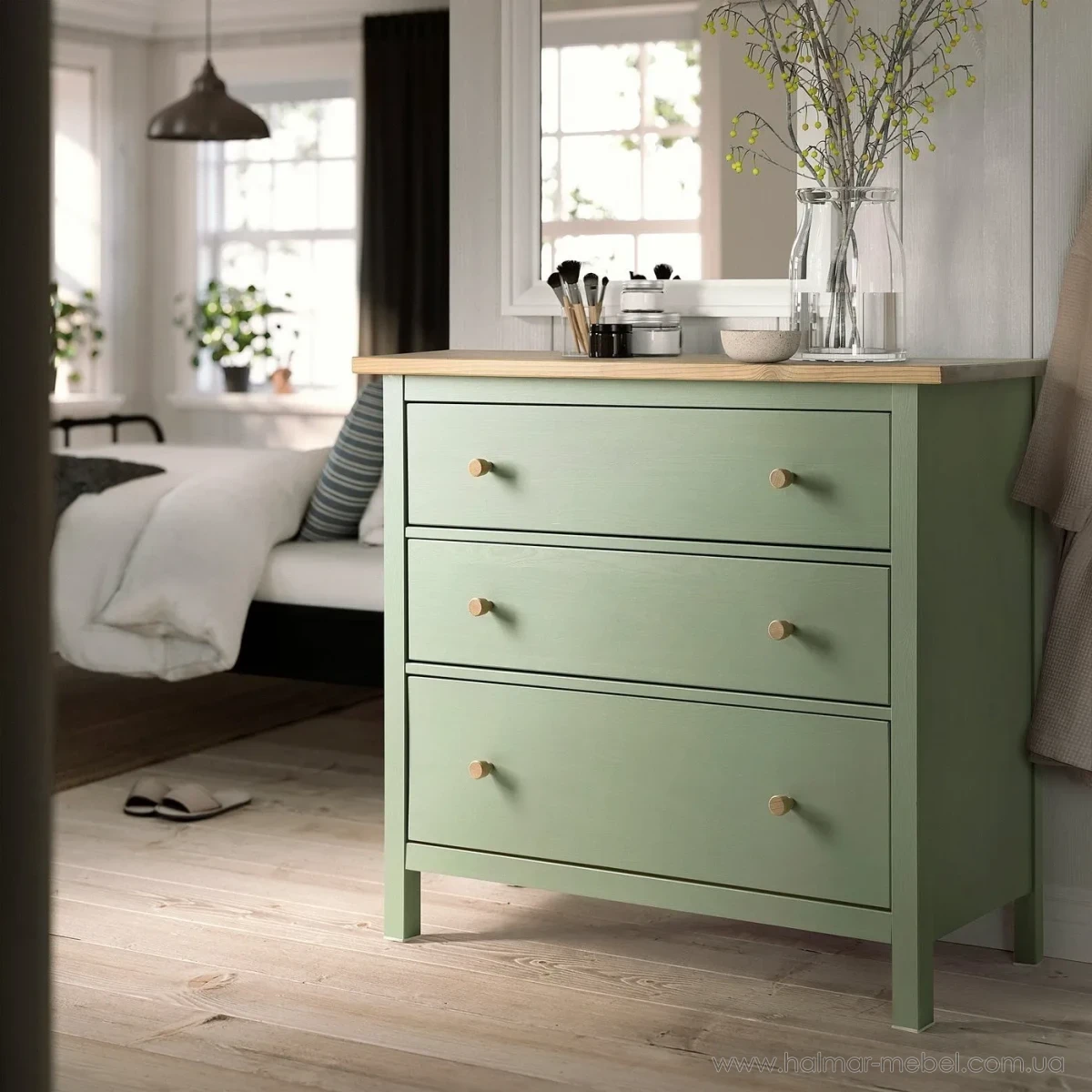 Комод HEMNES IKEA 108x96 см серо-зеленый Комод HEMNES IKEA 108x96 см серо-зеленый