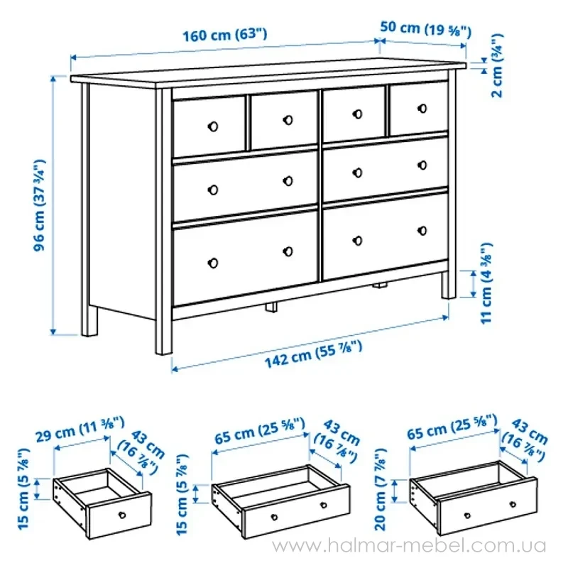 Комод HEMNES IKEA 160x96 см белый Комод HEMNES IKEA 160x96 см белый