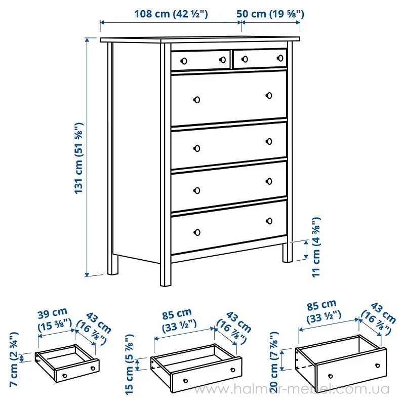 Комод HEMNES IKEA 108х131 см белый Комод HEMNES IKEA 108х131 см белый