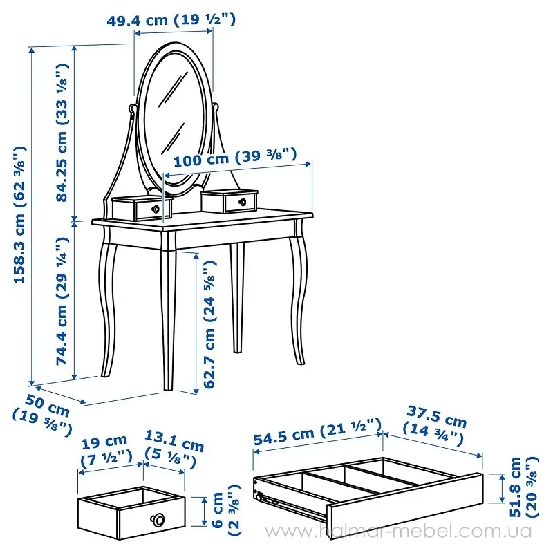 Туалетный стол HEMNES IKEA белый Туалетный стол HEMNES IKEA белый