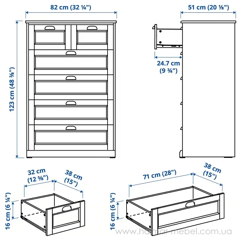 Комод FÅGELFJÄLLET IKEA 82×51×123 темно-сіро-синій Комод FÅGELFJÄLLET IKEA 82×51×123 темно-сіро-синій