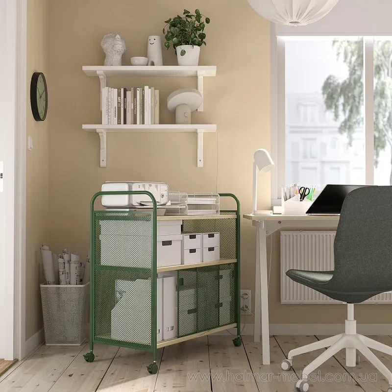 Візок-тумба на колесах NÅLMAKARE IKEA темно-зелений метал Візок-тумба на колесах NÅLMAKARE IKEA темно-зелений метал