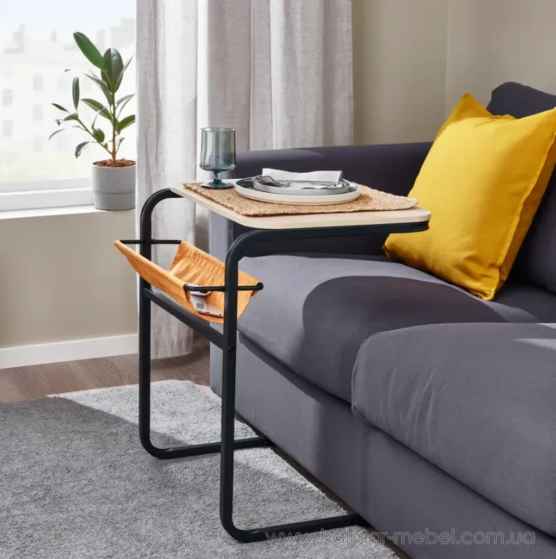 Стіл журнальний приставний OLSERÖD IKEA антрацит/темно-жовта імітація берези Стіл журнальний приставний OLSERÖD IKEA антрацит/темно-жовта імітація берези