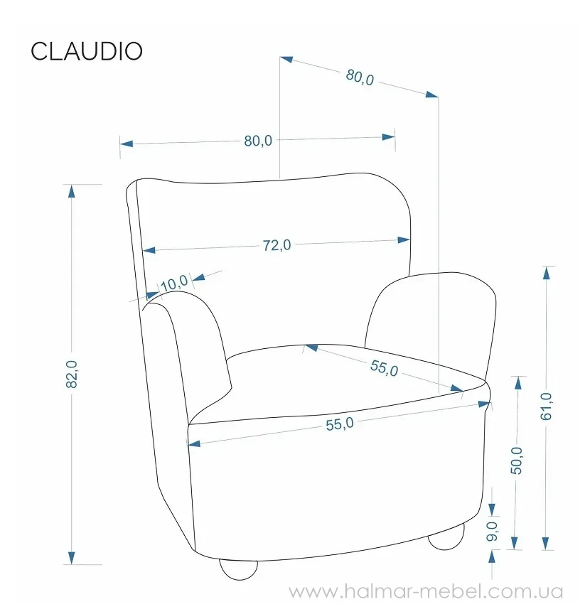 Кресло CLAUDIO HALMAR капучино Кресло CLAUDIO HALMAR капучино