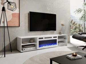 Тумба RTV с электрокамином POLO 180 EF CAMA белый мат/белый