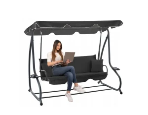 Качели садовые с функцией лежанки GardenLine Chomik антрацит