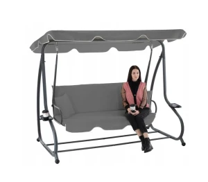 Качели садовые с функцией лежанки GardenLine Chomik серый