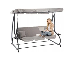 Качели садовые с функцией лежанки GardenLine Chomik серый меланж