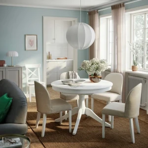 Комплект обеденный стол и 4 стула ROSENTORP/ROSENTORP IKEA белый/светло-бежевый