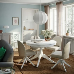 Комплект обеденный стол и 4 поворотных стула ROSENTORP/ROSENTORP IKEA белый/светло-бежевый