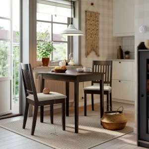 Комплект обідній стіл та 2 стільці NÄSINGE/NÄSINGE IKEA темно-коричневий/світло-бежевий