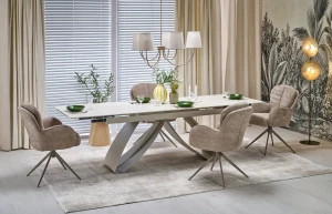 Стіл обідній розсувний HILARIO HALMAR світлий травертін/кашемір