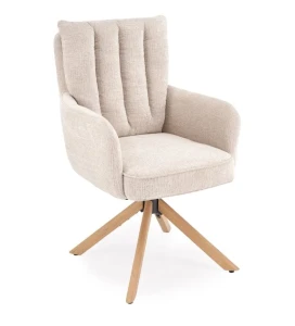 Крісло поворотне K594 Halmar світло-бежевий/дуб натуральний Крісло поворотне K594 Halmar світло-бежевий/дуб натуральний