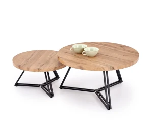 Стіл журнальний комплект ANGER HALMAR дуб золотий/чорний